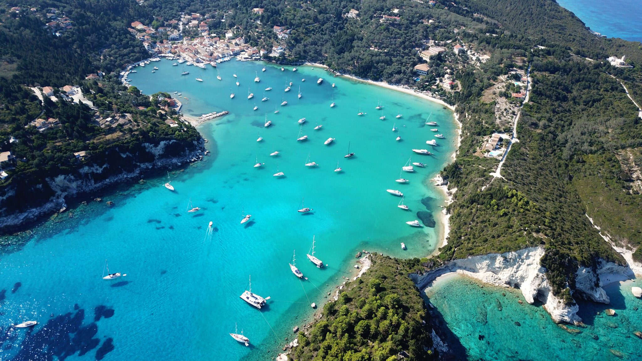 Aerial,Drone,Bird's,Eye,View,Photo,Of,Iconic,Small,Port